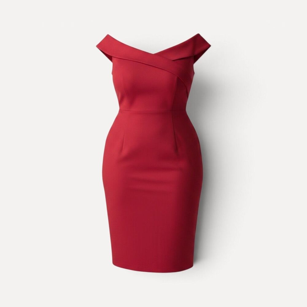 Torrid 16 1X Red Retro Wiggle Pencil Dress Cowl Neck Plus Size Pinup